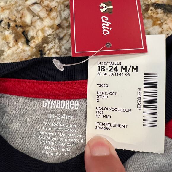 NWT Gymboree Grey, Navy & Red Football Top & Football Baseball Hat - Picture 8 of 10